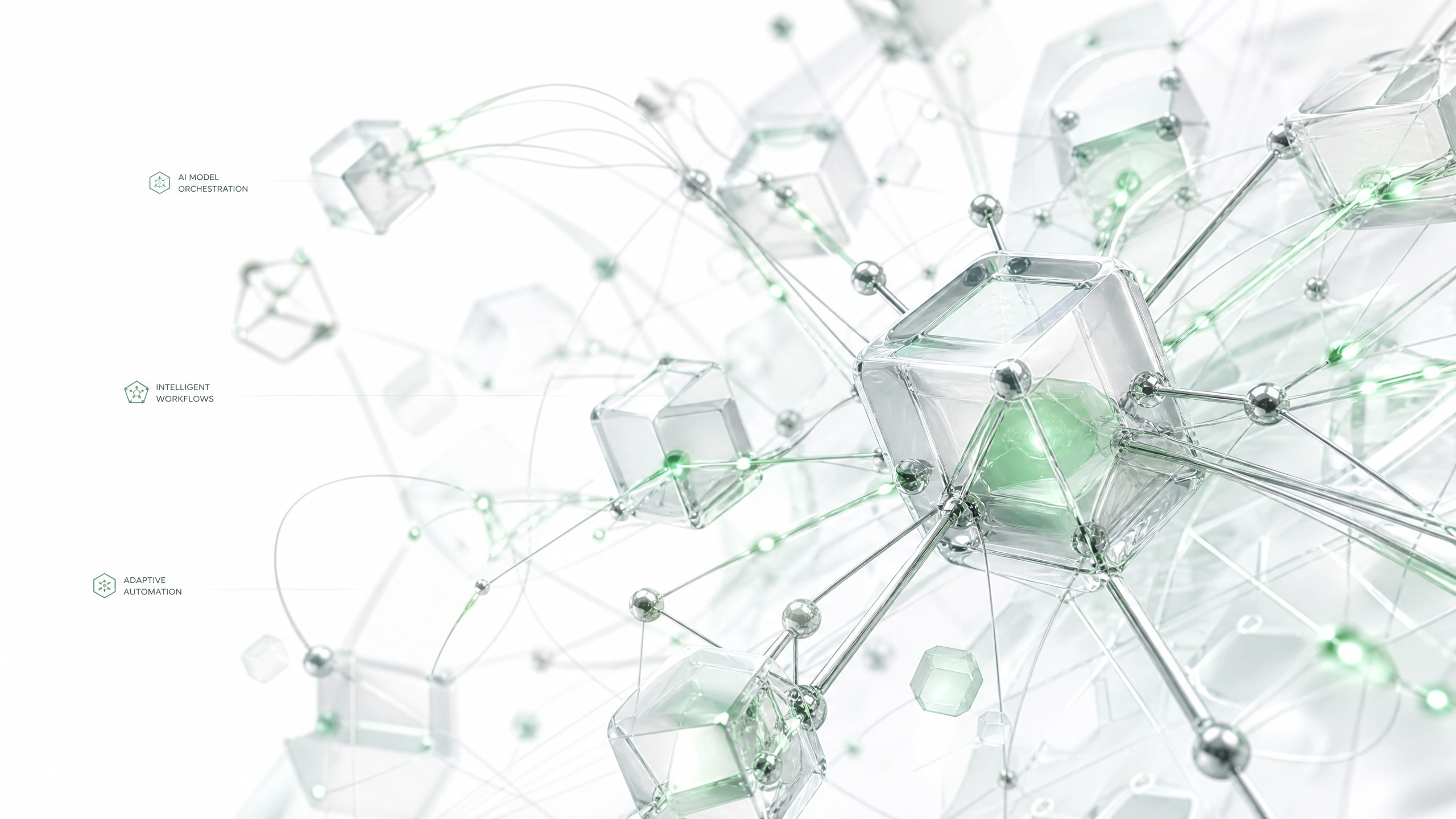 Architettura Calevia · pipeline AI in produzione con nodi connessi
